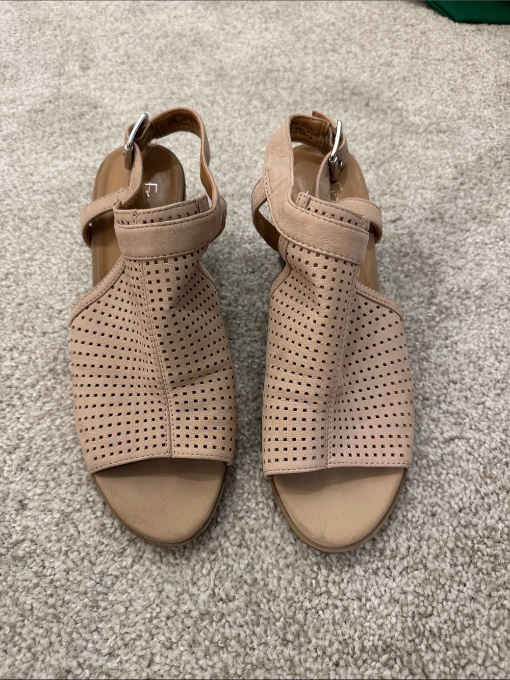 Franco Sarto Perforated Nude/Taupe Slingback Sandals